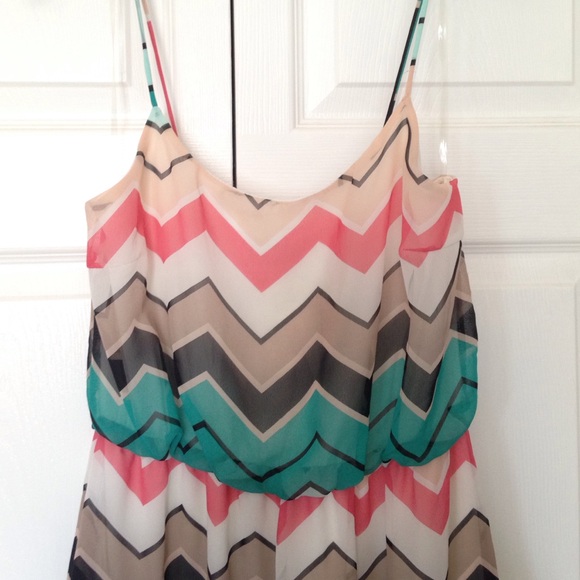 Chevron pattern colorful flowy dress