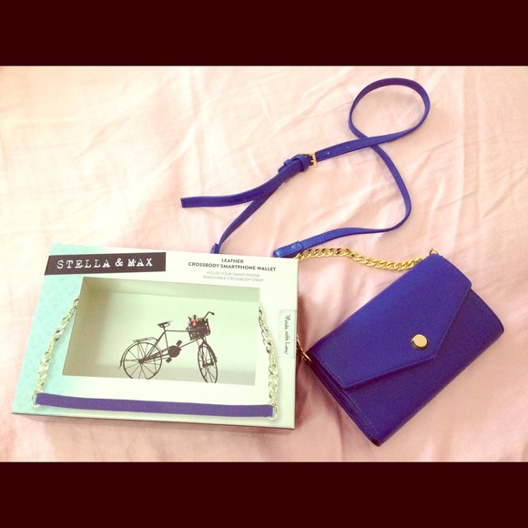 Blue LEATHER Crossbody Smartphone Wallet
