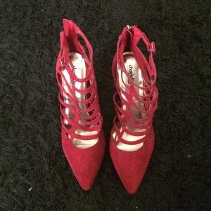 RED pointy toed heels