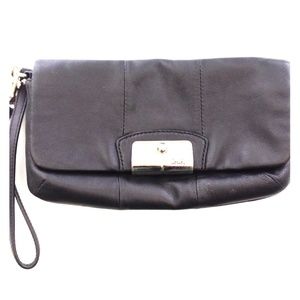 Coach black leather wristlet