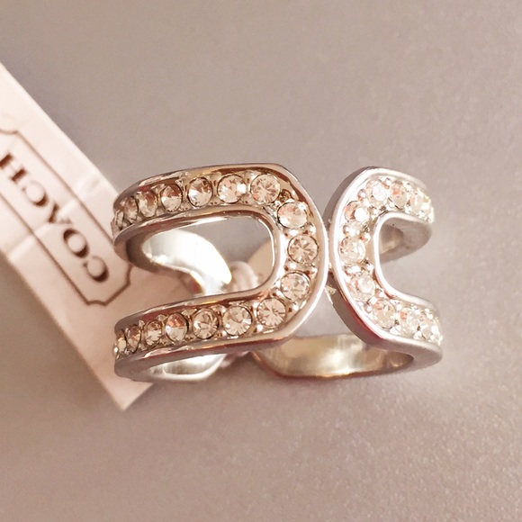 ⚡️SALE⚡️ NWT COACH Silver & Swarovski Ring - Picture 4 of 4