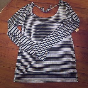 O'Neill navy blue striped cotton long sleeve shirt