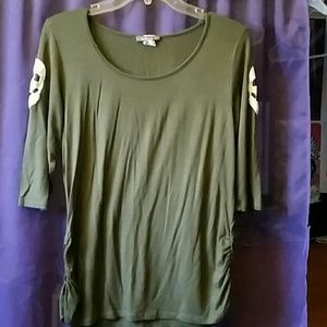Olive green half sleeve skull top