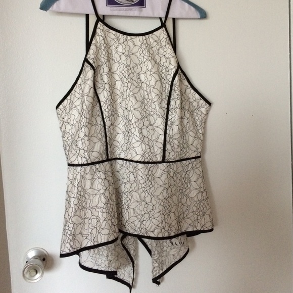 Dressy black and white top