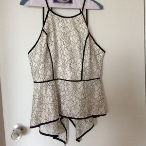 Dressy black and white top