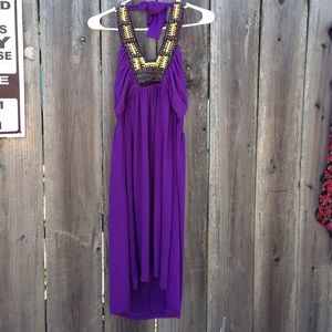 Purple halter beaded dress