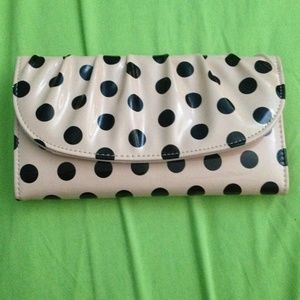 Peach polka dot wallet