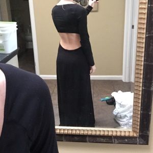 Backless black maxi