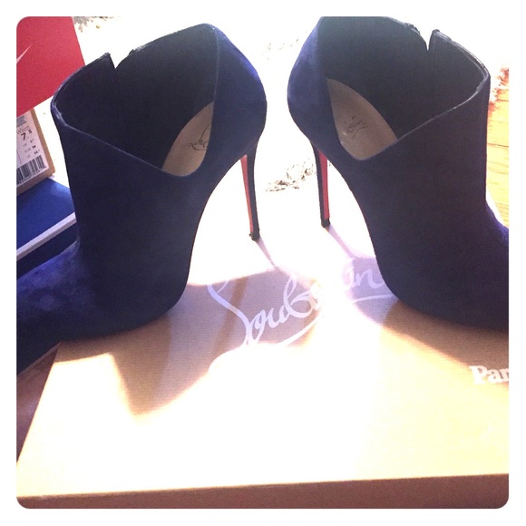 blue suede christian louboutin boots
