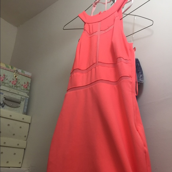 Guess electric orange mesh panel dress - Picture 1 of 2