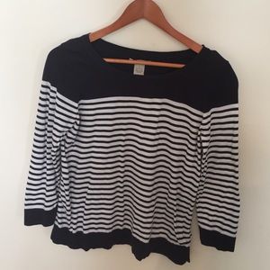 Navy and white striped cotton shirt