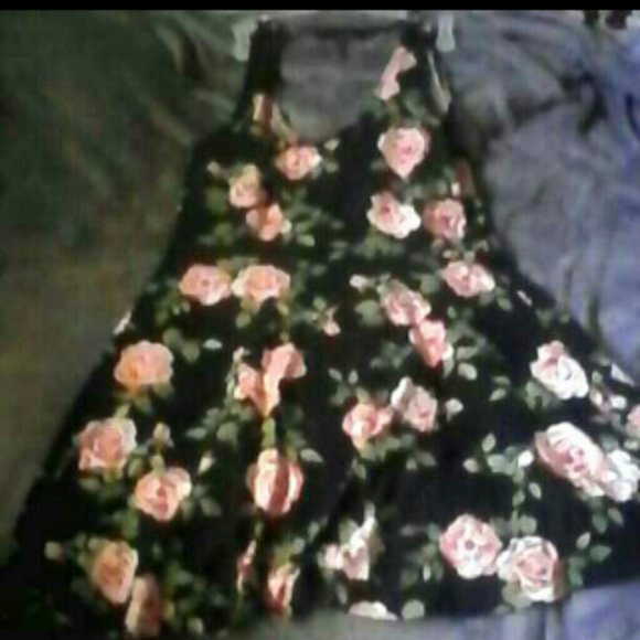 F21 floral dress (black and pink)