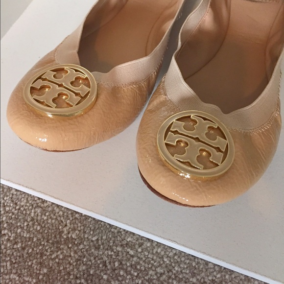 Tory Burch Shoes - Tory Burch Nude Patent Caroline Flats Tory Burch Shoes - Tory Burch Nude Patent Caroline Flats