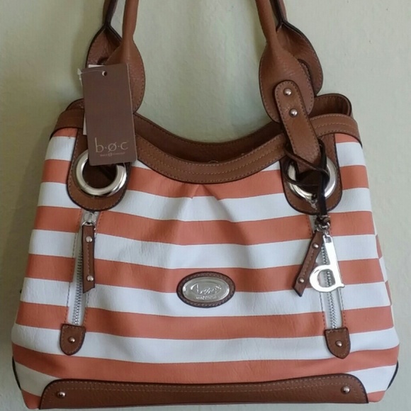 Born Concept Handbags - "Cloud 9" Coral Stripe Handbag