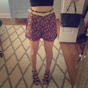 American Apparel Floral High-waisted Shorts