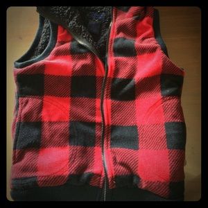 Buffalo Plaid Red and Black Fleece Vest