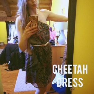 One shoulder animal print dress