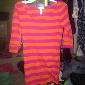 Pink and orange three quarter sleeve top