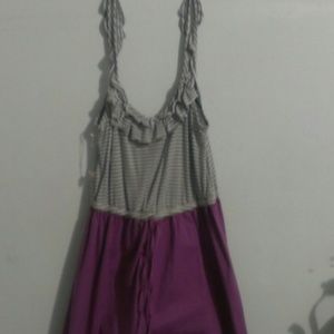 Purple bottom horizontal striped top dress