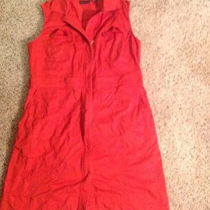 RED DENIM TYPE DRESS