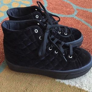 Quilted Velvet Flatform Sneakers
