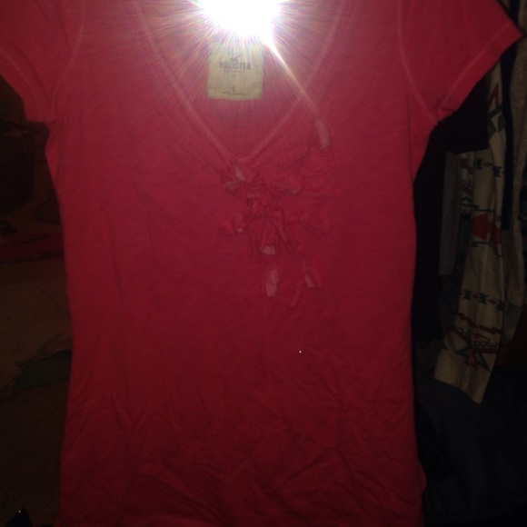 Pink hollister v neck tee
