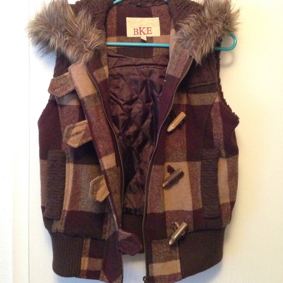 Plaid hooded vest
