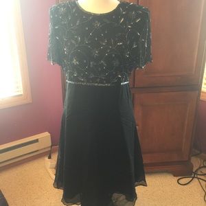 100% black silk and beaded dress
