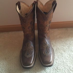 Authentic leather brown cowgirl boots