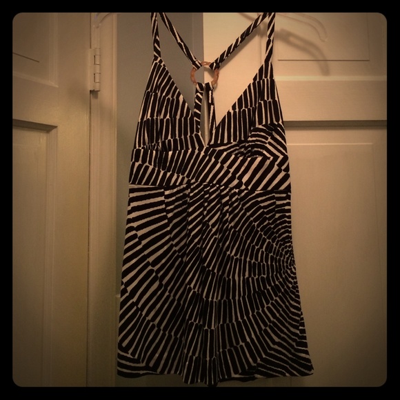 Black & white Trina Turk tank w/ gold hardware