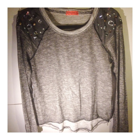 Jeweled shoulder sweater