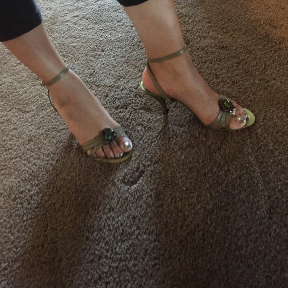 Enzo Angiolini rhine stone open toe heel.