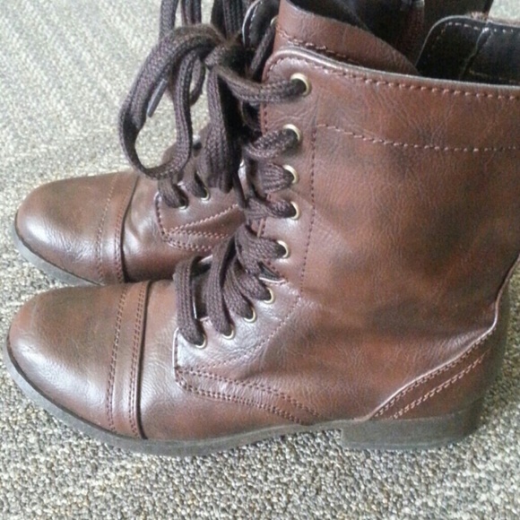 Brown Combat Boots - Picture 2 of 3