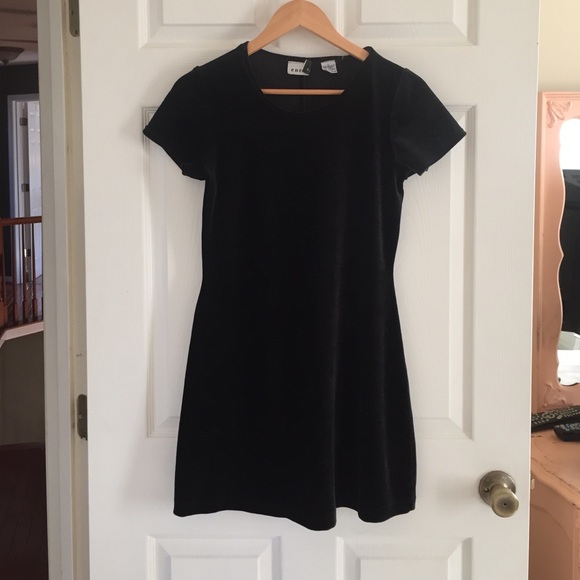 Black velvet short sleeved dress