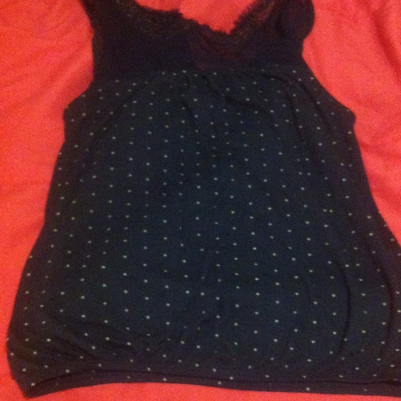 Blue and white polka dot tank top