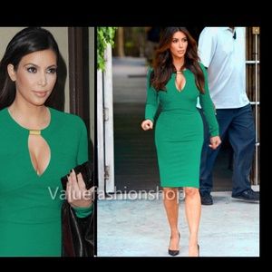 Long Sleeved Green Bodycon Dress. NWOT