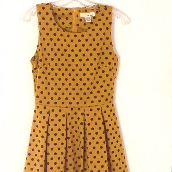 Flared Polkadot Dress--Mustard Yellow