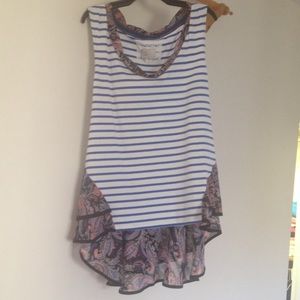 Anthropologie Striped Peplum Tank