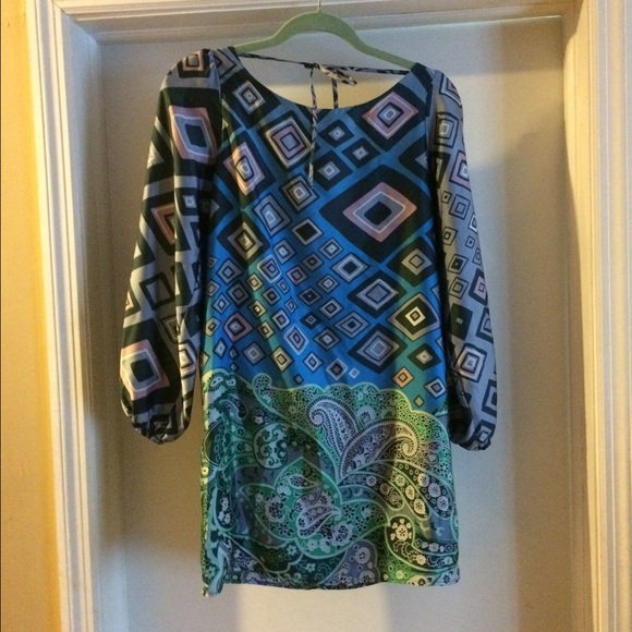 Printed long sleeve shirt dress