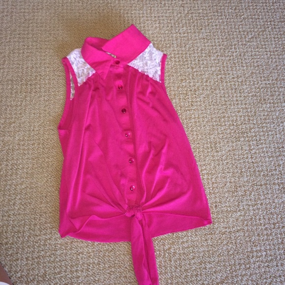 Delias Pink Lace shoulder top