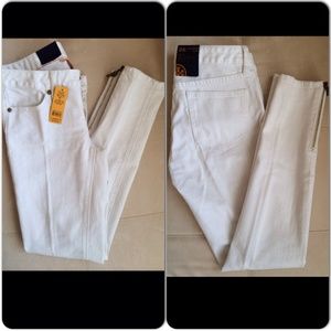 Tory Burch cropped slim white ankle jeans Sz 26