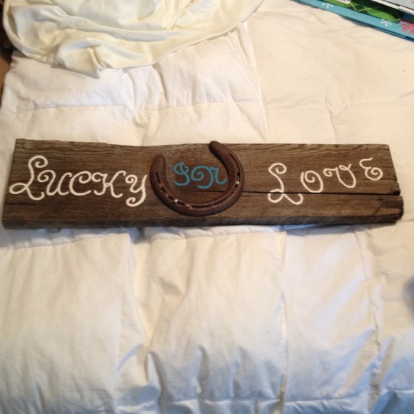 Lucky in Love barn wood sign