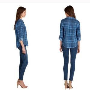 NWT JOIE blue plaid button up
