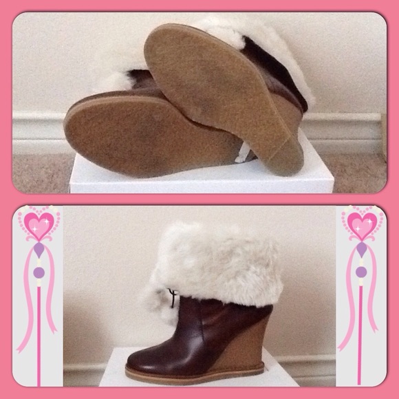 Jessica Simpson Leather Upper Wedge Bootie - Picture 3 of 4