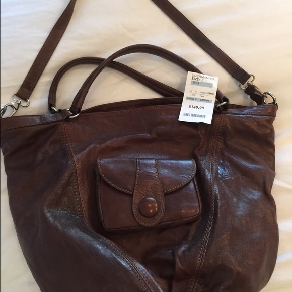 Brown leather hobo bag