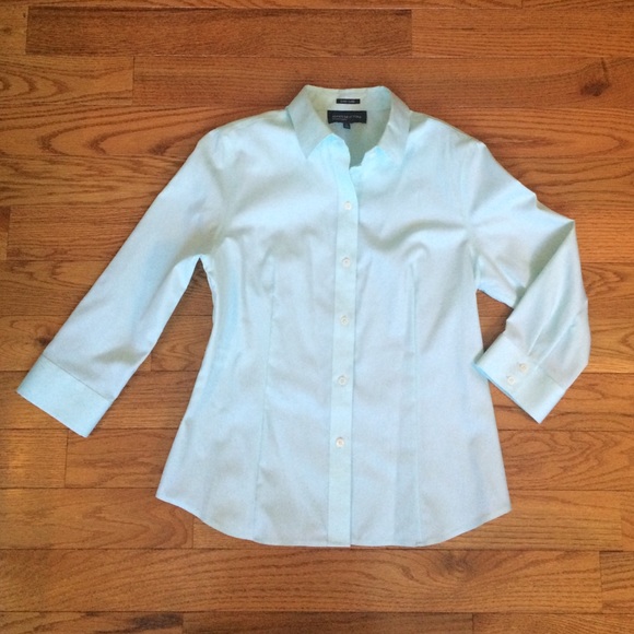 Light-blue button down blouse