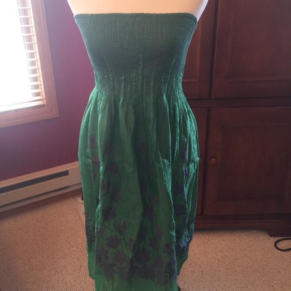Green dress with blue design SOLD