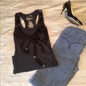 Cute black bow tank