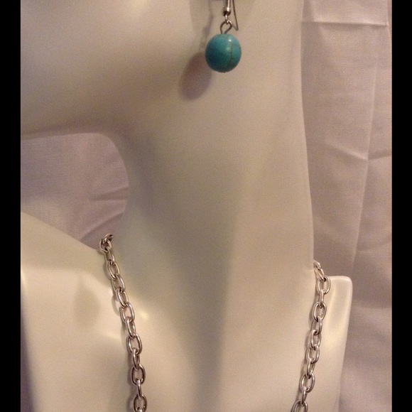 SOLD. Floral Turquoise Necklace Set - Picture 2 of 3