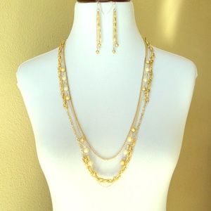 Tri Gold Chain Necklace Set
